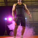 Bodybuilder posing on stage